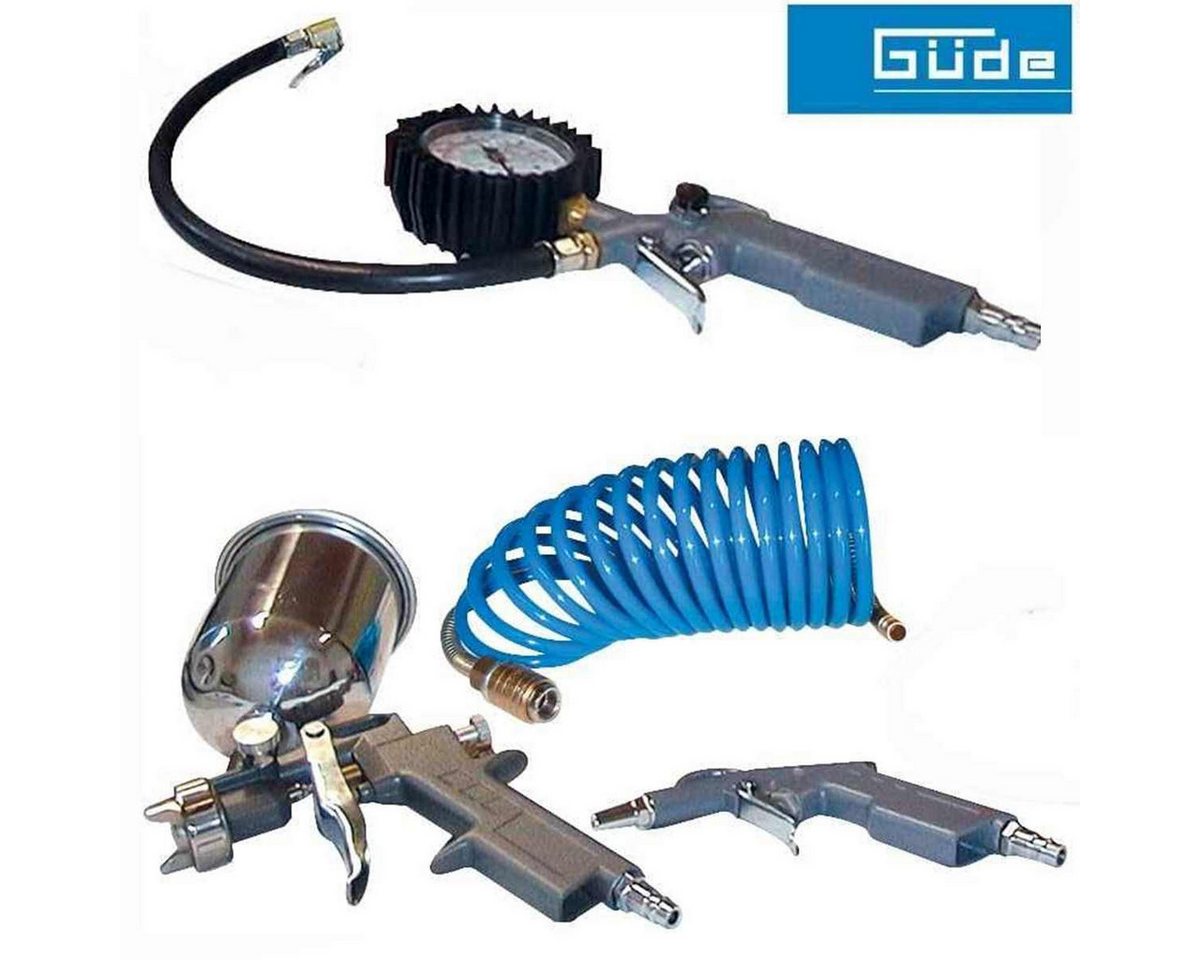 Güde Druckluftgeräte-Set Druckluft-Set 4-tlg. Reifenfüller Schlauch Ausblaspistole Farbpistole Bild 4