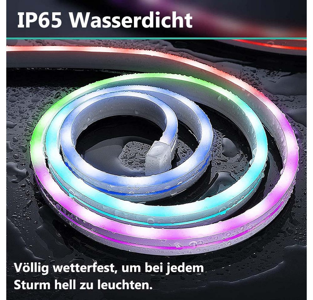 LMaxhome LED Stripe RGBIC 3M Neon LED Streifen APP Steuerung Wasserdichte Smart Lichtband, 20W, Funktioniert mit Alexa und Google Assistant, Flexibler DIY, Party Bild 2