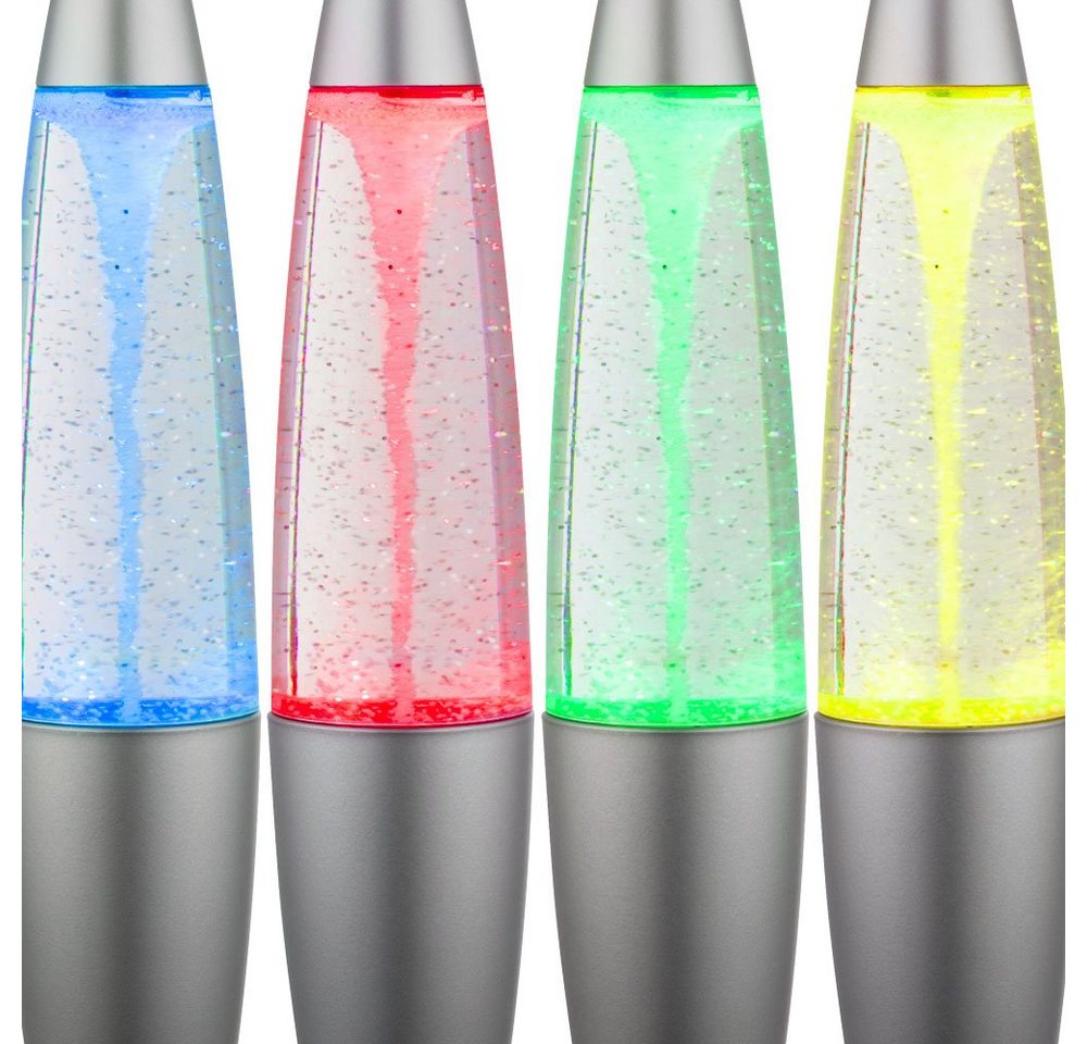 GLOBO LIGHTING Lavalampe, LED-Leuchtmittel fest verbaut, Farbwechsel, Farbig, LED Lavalampe Glitzer Tischleuchte Farbwechsel Glitter Dekoleuchte