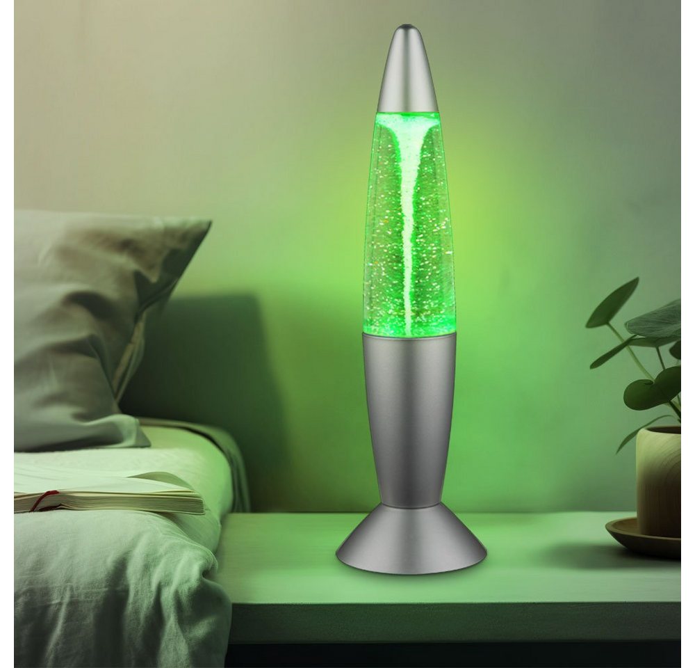 GLOBO LIGHTING Lavalampe, LED-Leuchtmittel fest verbaut, Farbwechsel, Farbig, LED Lavalampe Glitzer Tischleuchte Farbwechsel Glitter Dekoleuchte Bild 4