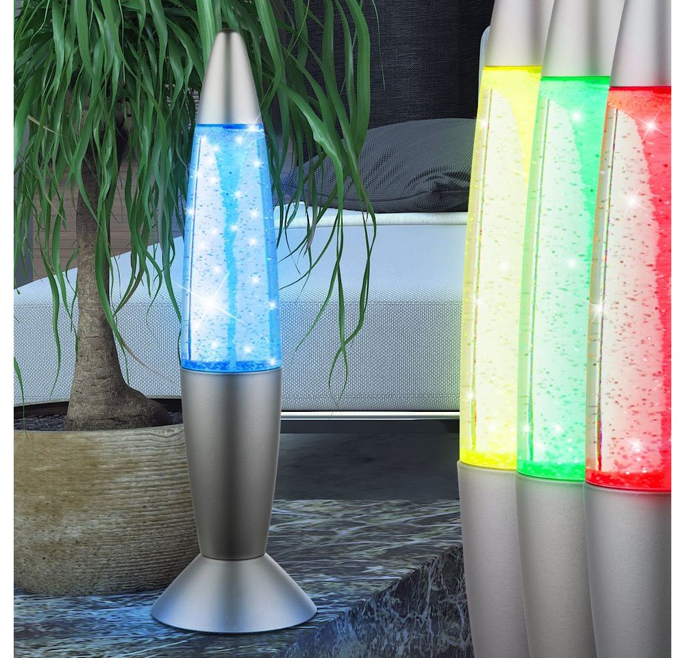 GLOBO LIGHTING Lavalampe, LED-Leuchtmittel fest verbaut, Farbwechsel, Farbig, LED Lavalampe Glitzer Tischleuchte Farbwechsel Glitter Dekoleuchte Bild 5
