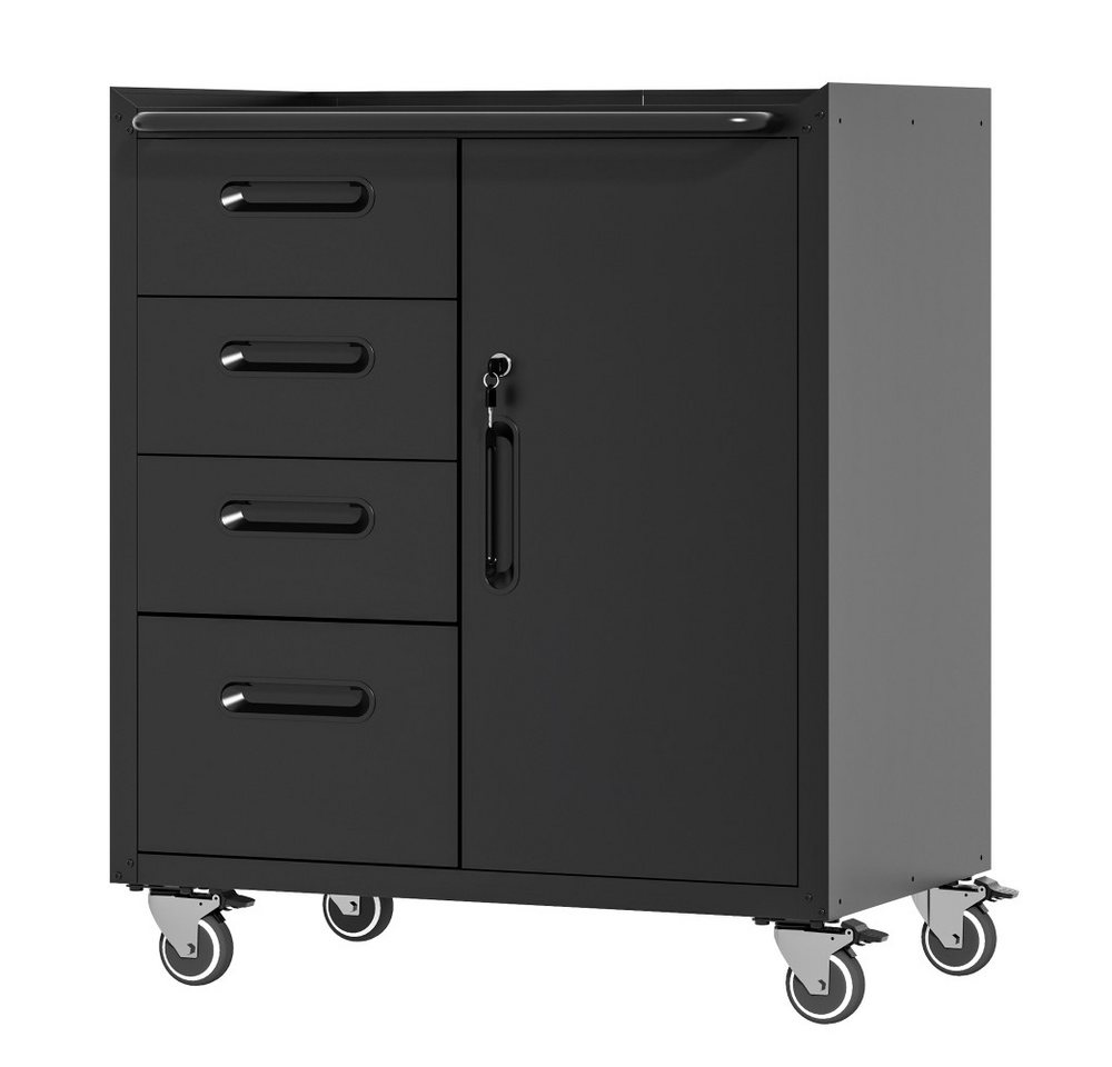 BBWL Werkzeugschrank mit Schubladen Schwerlast Stahl Garagenschrank Organizer 75x42x88 cm Metall Werkzeugschrank rollbar abschließbar