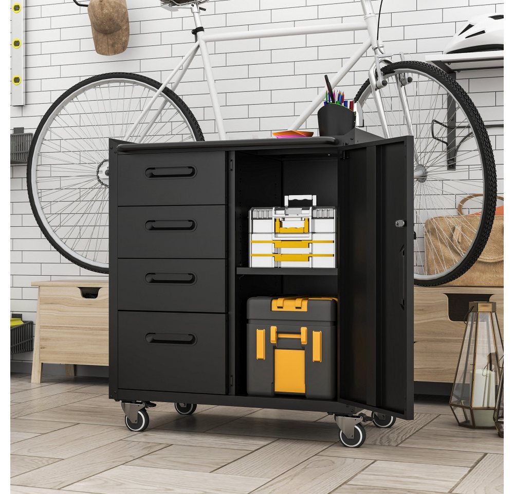 BBWL Werkzeugschrank mit Schubladen Schwerlast Stahl Garagenschrank Organizer 75x42x88 cm Metall Werkzeugschrank rollbar abschließbar Bild 3