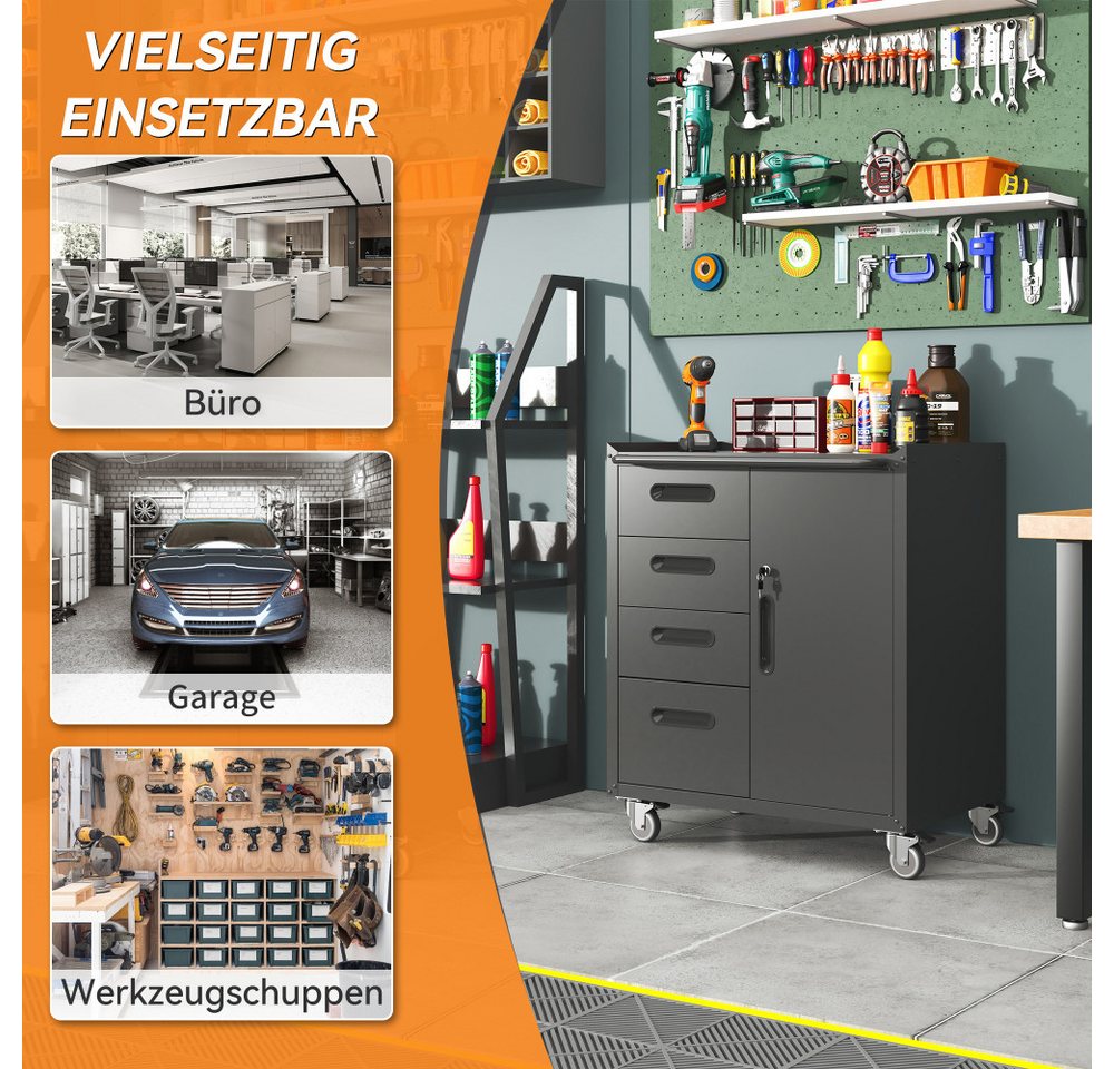 BBWL Werkzeugschrank mit Schubladen Schwerlast Stahl Garagenschrank Organizer 75x42x88 cm Metall Werkzeugschrank rollbar abschließbar Bild 5