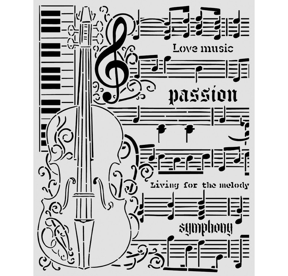 Stamperia Motivschablone Schablone Symphony - Violin, 20 x 25 cm