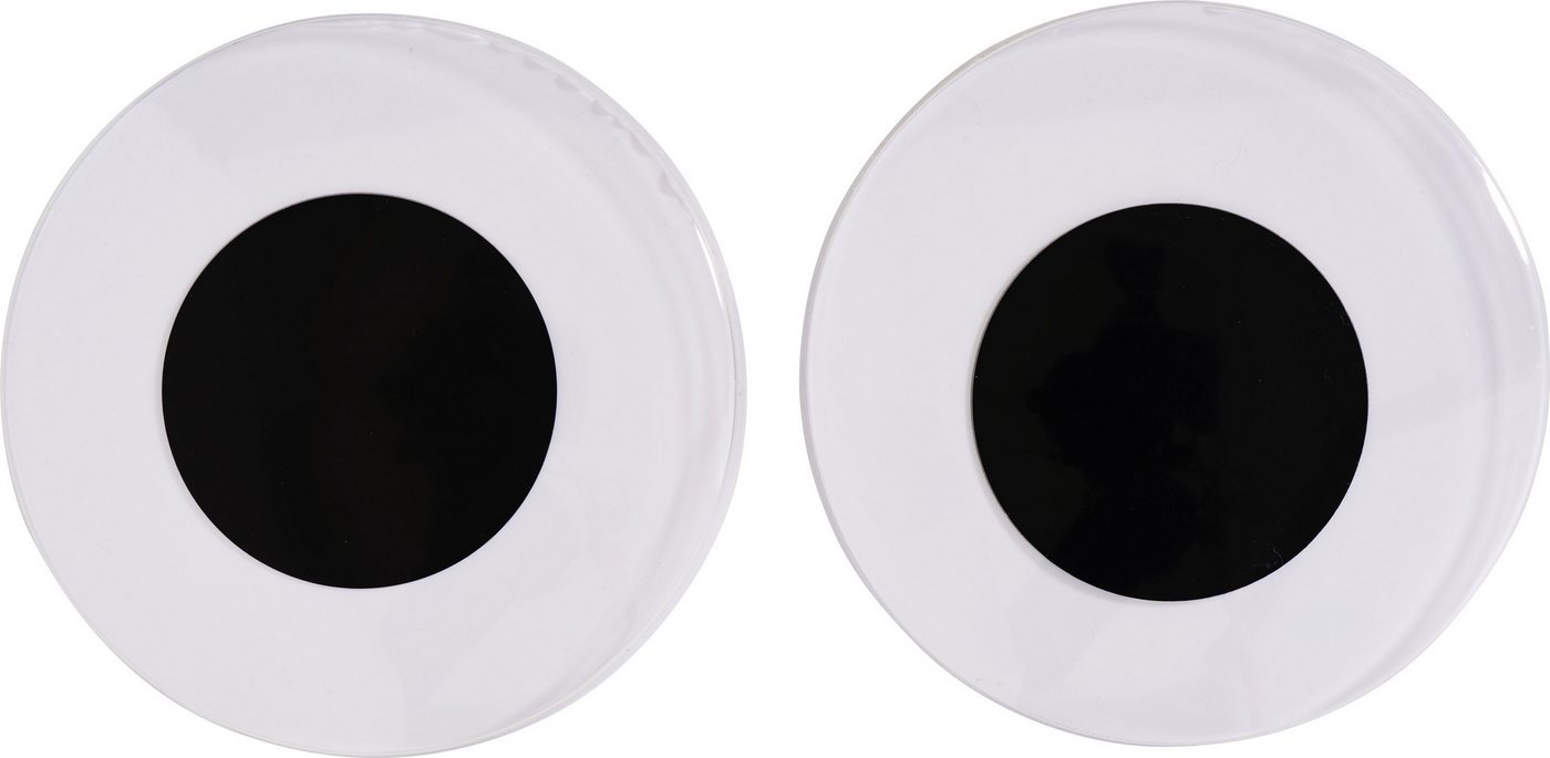 Glorex Aufkleber Wackelaugen selbstklebend XL, 2 Stück, Ø 75 mm