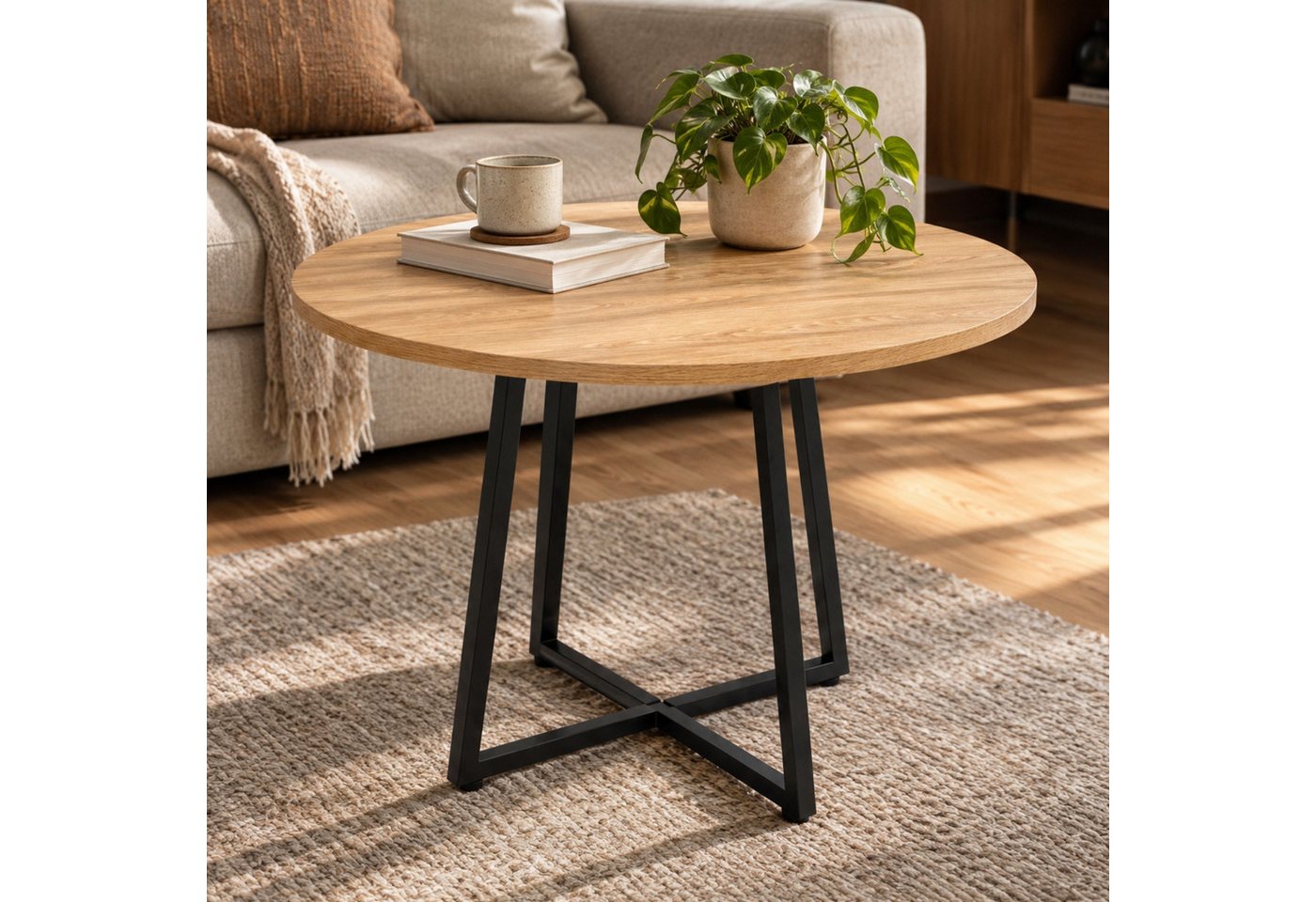 SCENA LIVING Küchentisch Runder Tisch mit Kreuzfuß, Ø 80 cm x 72 cm
