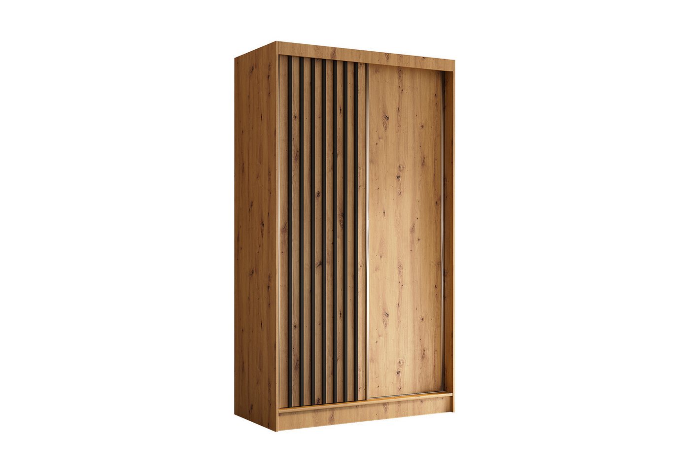 ALTDECOR Schiebetürenschrank LABELLO (Kleiderschrank Garderobenschrank mit viel Stauraum Moderner Schrank) Vielseitiger Schwebetürenschrank Lamellen LED Beleuchtung