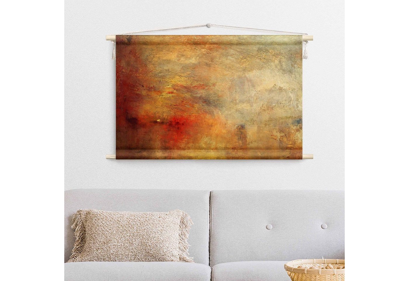 Bilderdepot24 Wandteppich modern William Turner Abstrakt orange, rechteckig, Höhe: 2.6 mm, großes Wandbild aus Natur-Baumwolle Wandbehang Stoffbild Tuch Wollseil Bild 2