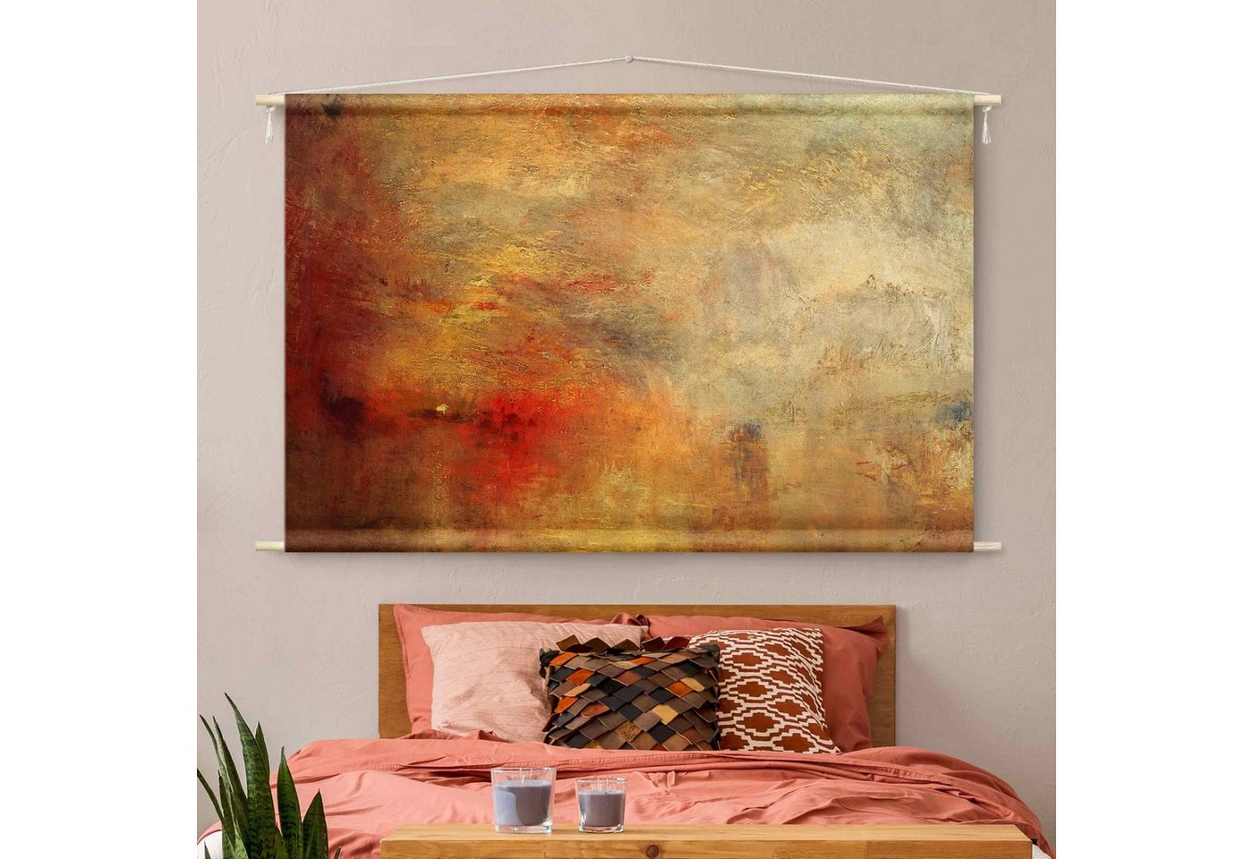 Bilderdepot24 Wandteppich modern William Turner Abstrakt orange, rechteckig, Höhe: 2.6 mm, großes Wandbild aus Natur-Baumwolle Wandbehang Stoffbild Tuch Wollseil Bild 3