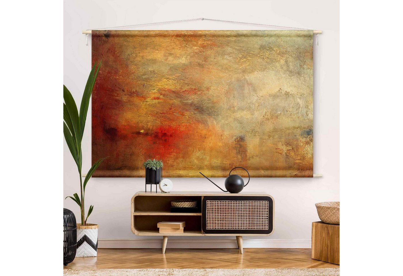 Bilderdepot24 Wandteppich modern William Turner Abstrakt orange, rechteckig, Höhe: 2.6 mm, großes Wandbild aus Natur-Baumwolle Wandbehang Stoffbild Tuch Wollseil Bild 5