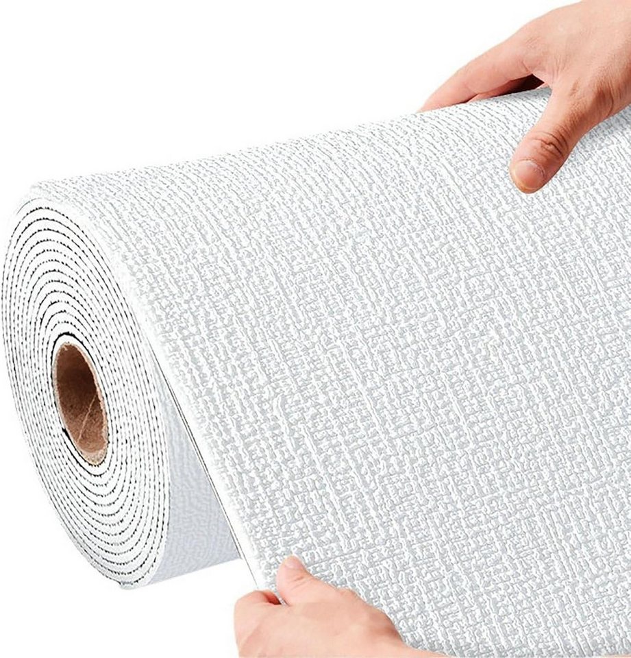 Coonoor Fliesenaufkleber Strukturierte Leinen Tapete, Selbstklebend, Pr?gefolie Wandtapete (Strukturiertes Kontaktpapier für Schränke), Tapete aus Kunstleinen Stoff Vinyl Selbstklebend