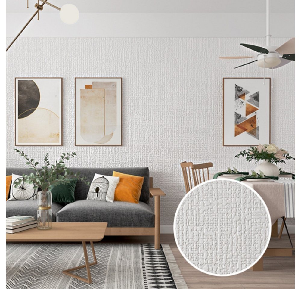 Coonoor Fliesenaufkleber Strukturierte Leinen Tapete, Selbstklebend, Pr?gefolie Wandtapete (Strukturiertes Kontaktpapier für Schränke), Tapete aus Kunstleinen Stoff Vinyl Selbstklebend Bild 3