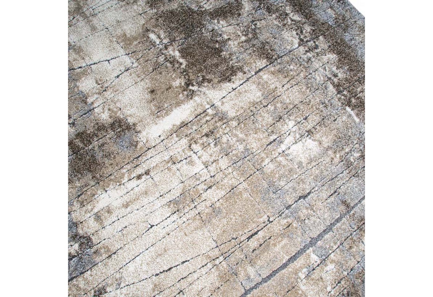 Carpetia Teppich Design Teppich Beige Grau Vintage Optik modern elegant Wohnbereich, rund, Höhe: 13 mm