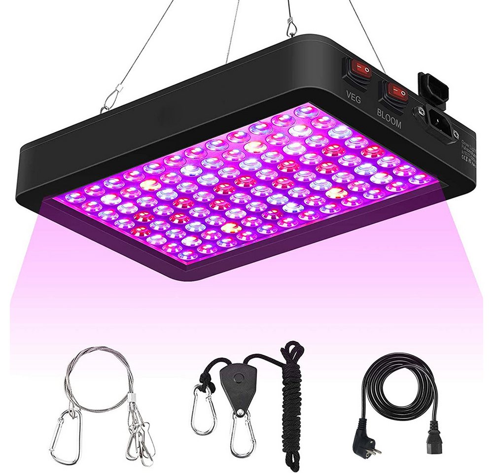 Rosnek Pflanzenlampe Vollspektrum LED mit Dual-Chip & Doppel-Schalter, LED fest integriert, Mit verstellbarer Seilaufhängung, für Winter & Indoor Veg/Bloom Bild 3