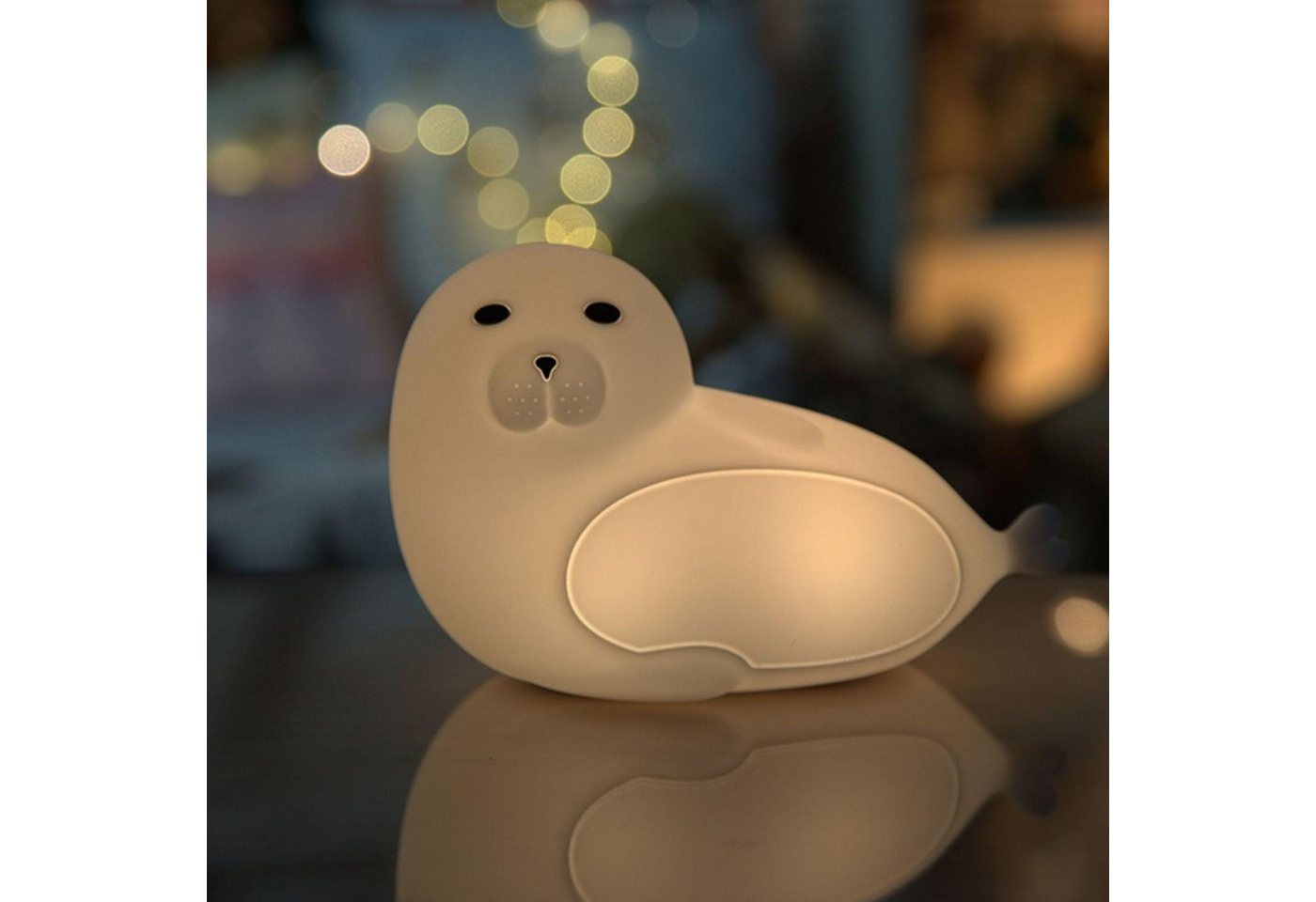 Rabbit & Friends LED Nachtlicht Robbe Silikon Lampe Nachtlicht mit Fernbedienung, LED fest integriert