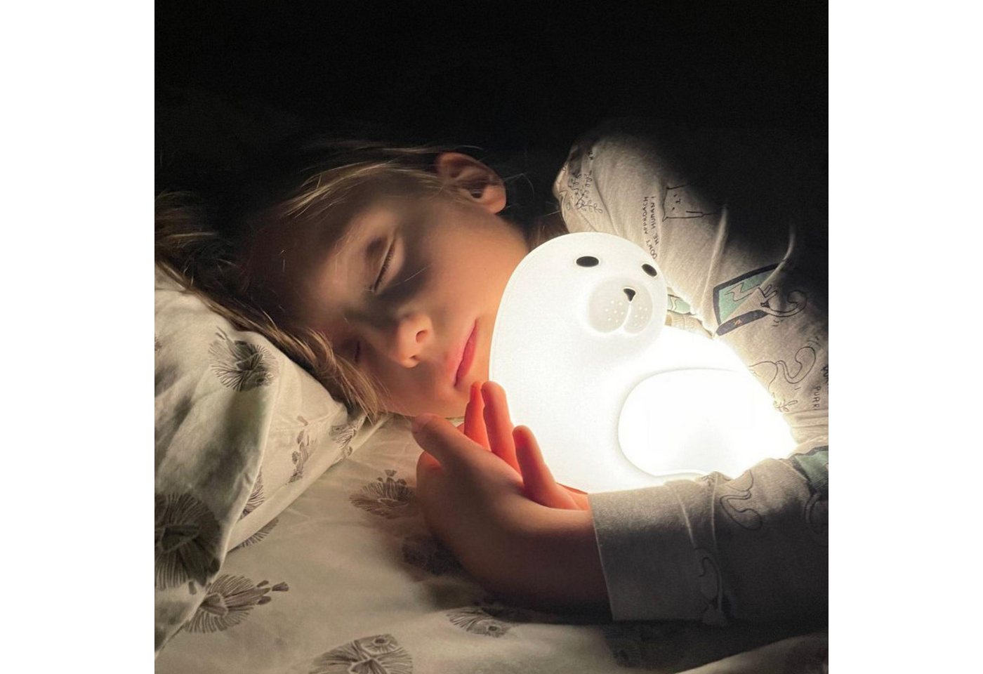 Rabbit & Friends LED Nachtlicht Robbe Silikon Lampe Nachtlicht mit Fernbedienung, LED fest integriert Bild 4