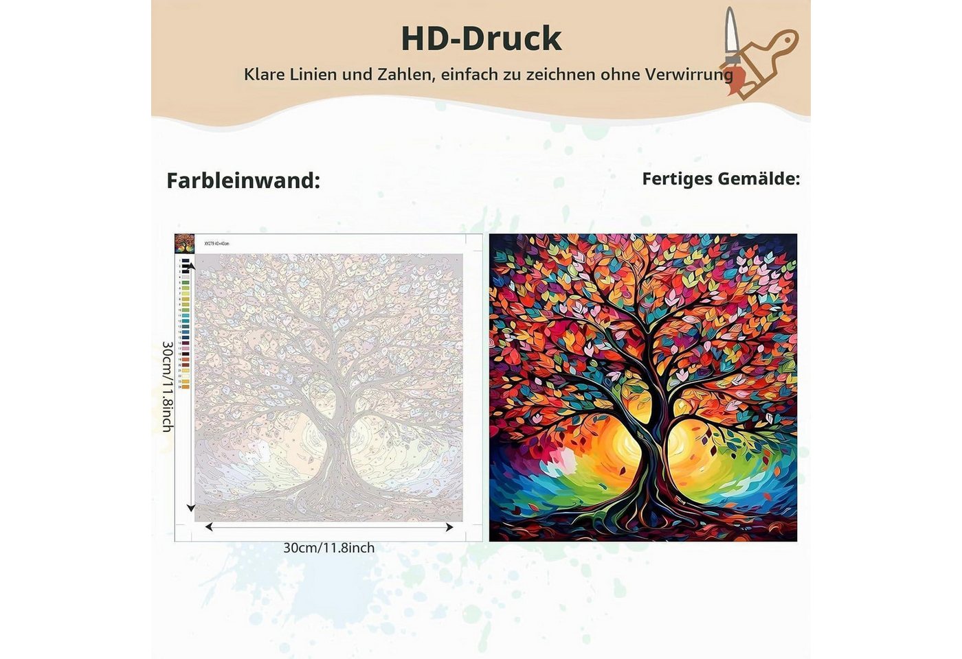 LuxusKollektion Malen nach Zahlen Malen nach Zahlen Lebensbaum 40x40cm (1-St) Bild 5