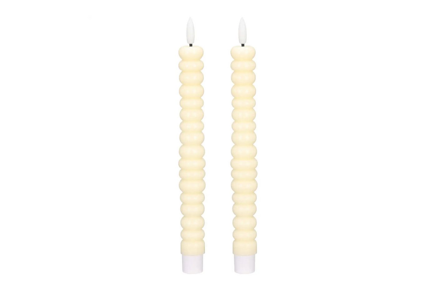 dasmöbelwerk LED-Kerze LED-Stabkerzen 2er Set Ø2,2x22 cm Dinnerkerze Timer Creme, Leuchtmittel nicht enthalten