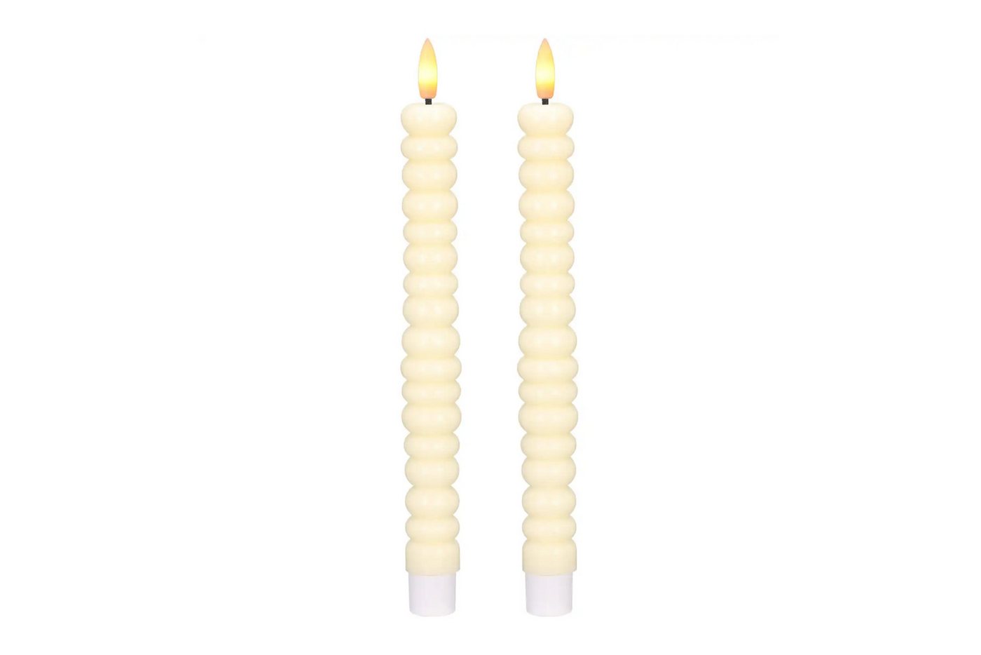 dasmöbelwerk LED-Kerze LED-Stabkerzen 2er Set Ø2,2x22 cm Dinnerkerze Timer Creme, Leuchtmittel nicht enthalten Bild 3
