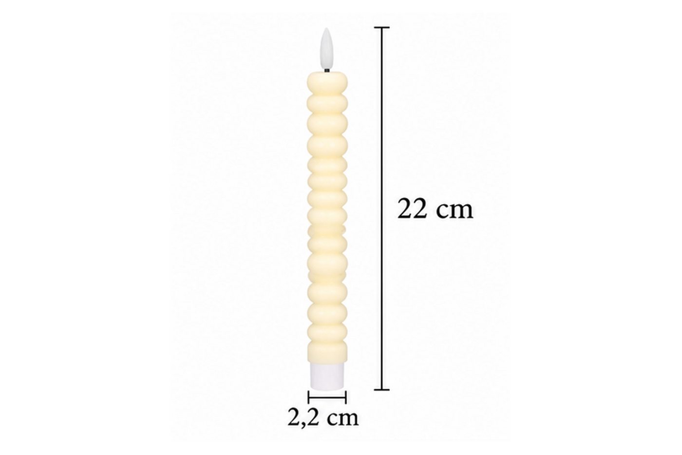 dasmöbelwerk LED-Kerze LED-Stabkerzen 2er Set Ø2,2x22 cm Dinnerkerze Timer Creme, Leuchtmittel nicht enthalten Bild 5