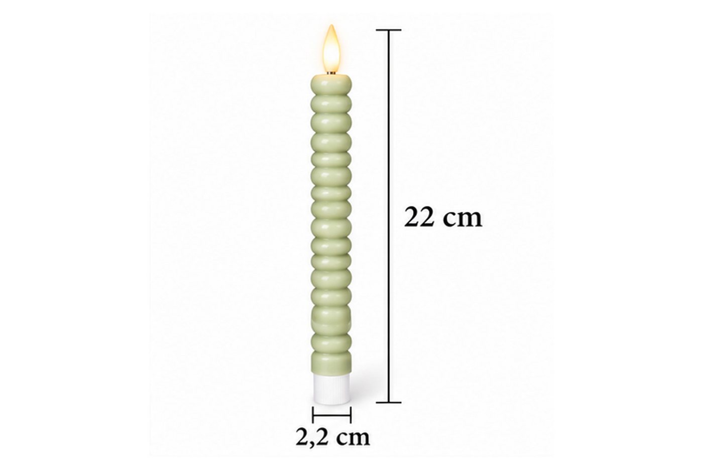 dasmöbelwerk LED-Kerze LED-Stabkerzen 2er Set Ø2,2x22 cm Dinnerkerze Timer Grün, Leuchtmittel nicht enthalten Bild 2