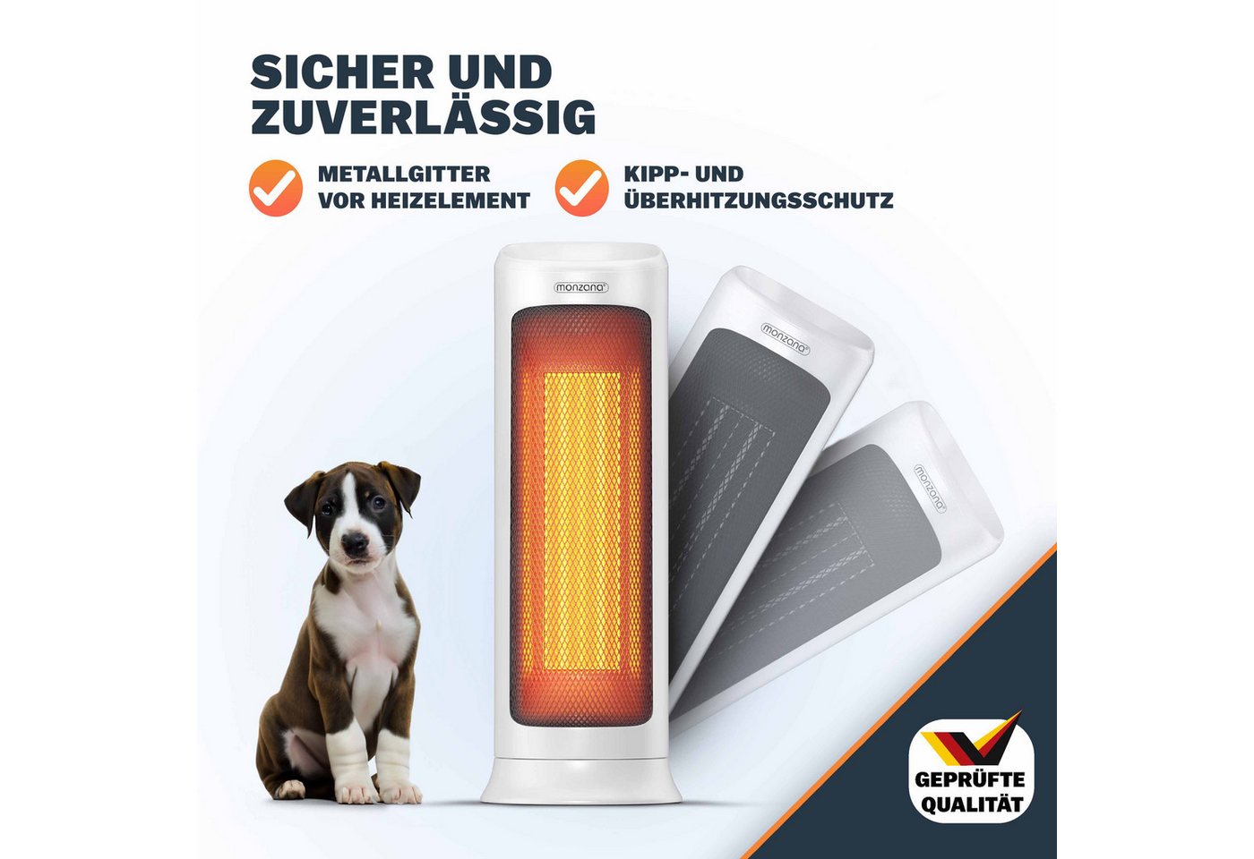 monzana Heizlüfter, 2000 W, Keramik Heizlüfter 2000W 4 Betriebsmodi 15-40°C Energiesparend 120°