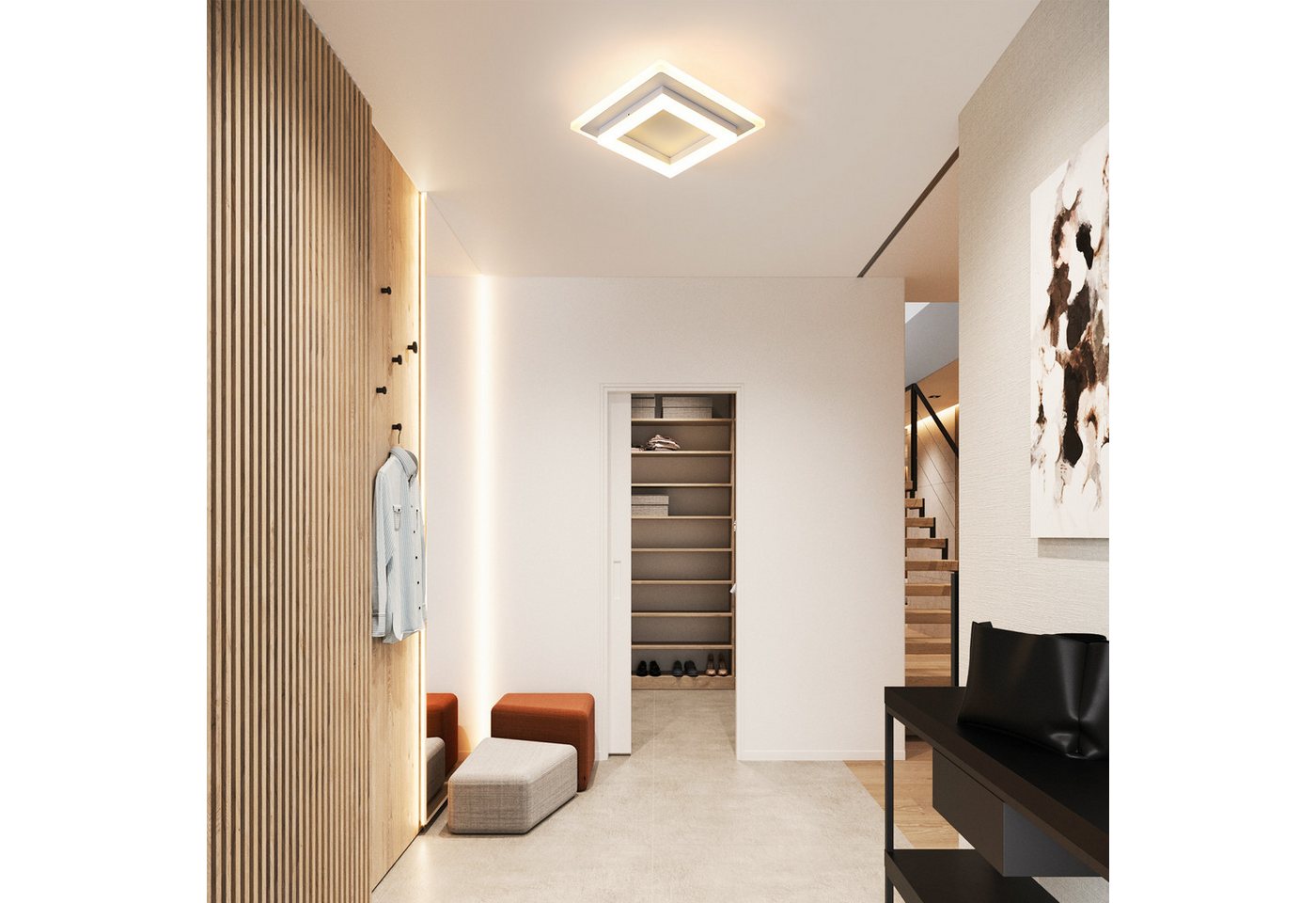 Riserva LED Dekolicht LED Deckenleuchte 24W 3000K Quadrat Deckenlampe 20cm Weiß, LED wechselbar, Augenschonendes und flimmerfreies Design, Hochleistungsmaterialien Bild 3