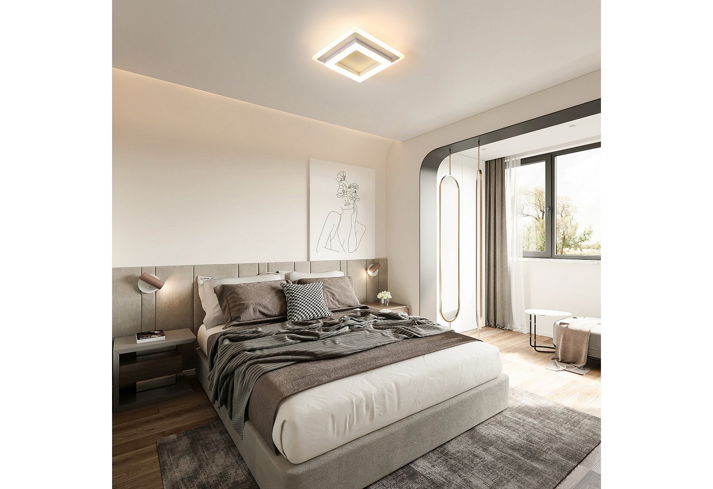 Riserva LED Dekolicht LED Deckenleuchte 24W 3000K Quadrat Deckenlampe 20cm Weiß, LED wechselbar, Augenschonendes und flimmerfreies Design, Hochleistungsmaterialien Bild 4
