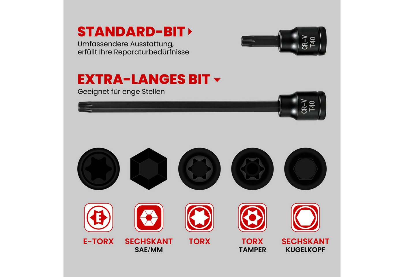 Walter Stahl Germany control Bit- und Steckschlüsselset 107 tlg. Steckschlüssel Satz, 1/4", 3/8", 1/2" Antrieb, Set, 107-St., Die ideale Wahl für Profis und Heimwerker., Bit-Set 107-tlg,in schlagfester Kunststoffbox Bild 2