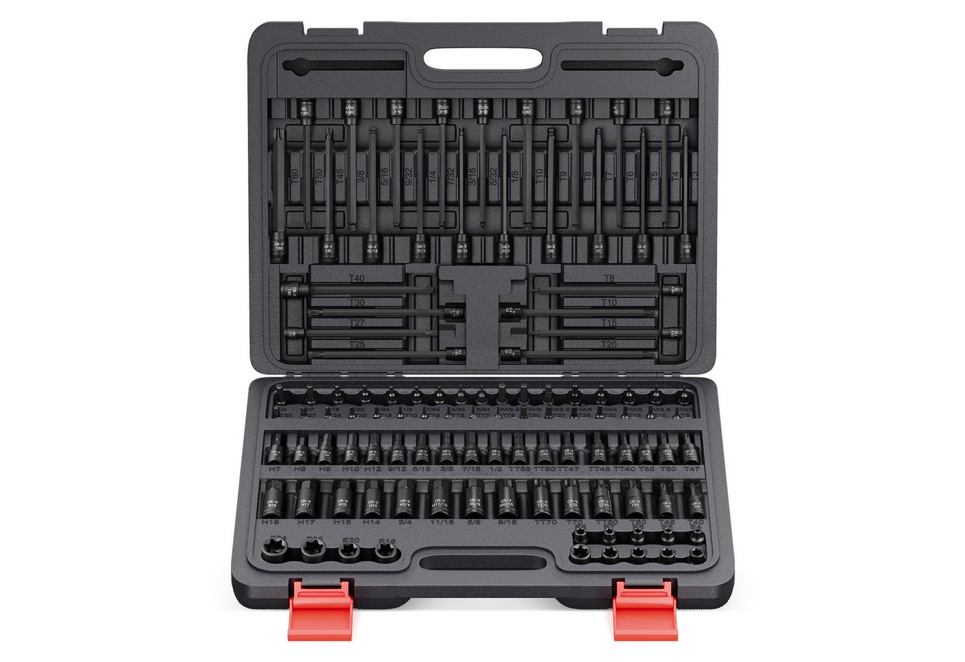 Walter Stahl Germany control Bit- und Steckschlüsselset 107 tlg. Steckschlüssel Satz, 1/4", 3/8", 1/2" Antrieb, Set, 107-St., Die ideale Wahl für Profis und Heimwerker., Bit-Set 107-tlg,in schlagfester Kunststoffbox Bild 3