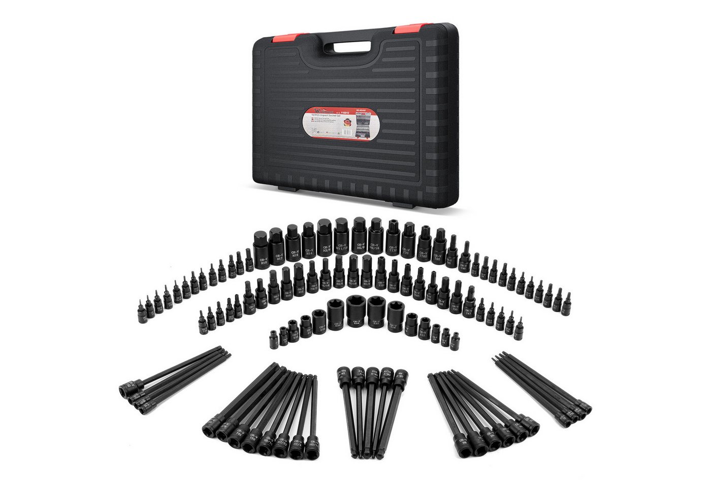 Walter Stahl Germany control Bit- und Steckschlüsselset 107 tlg. Steckschlüssel Satz, 1/4", 3/8", 1/2" Antrieb, Set, 107-St., Die ideale Wahl für Profis und Heimwerker., Bit-Set 107-tlg,in schlagfester Kunststoffbox Bild 4