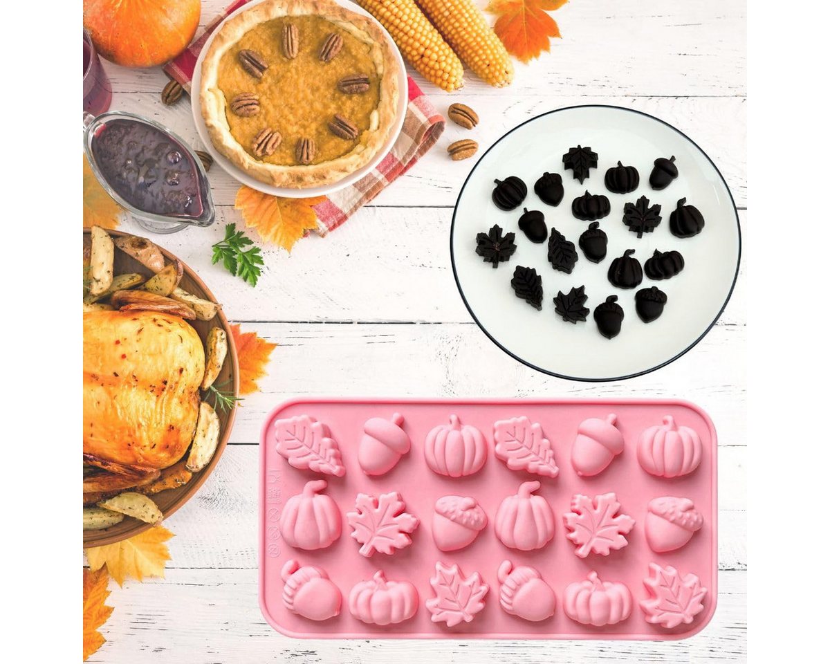 FOUORTUNATE-BEE Silikonform Herbst-Silikonform mit Ahornblättern, Eicheln und Kürbissen, (Silikonform für Schokolade und Süßigkeiten 1-tlg), für Herbst, Erntedankfest und Erntedekoration Bild 3