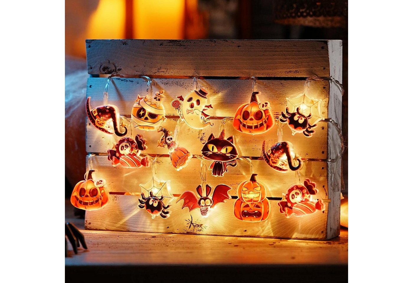 Bomiclss LED-Lichterkette 3M Halloween-LED-Lichterkette mit Kürbis-Laternen Bild 5