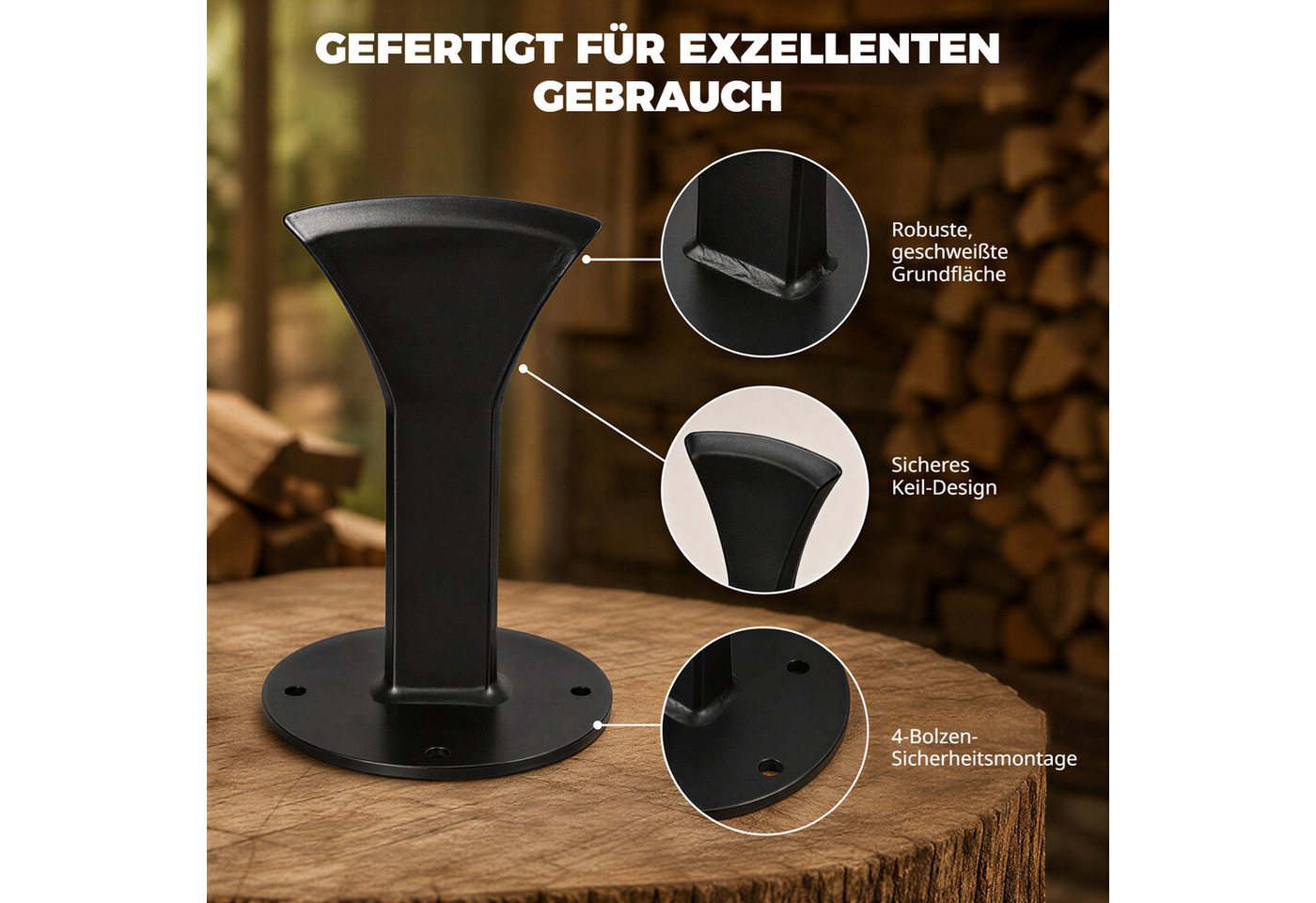 BlingBin Holzspalter Keil-Brennholzspalter, Manueller Holzspalter aus Stahl für Holzscheite, (1er Set, 1-St., Abmessungen: 145 × 110 × 100 mm), Robuster Brennholzspalter, Schnellspalter Manuell Für Kleine Kaminöfen