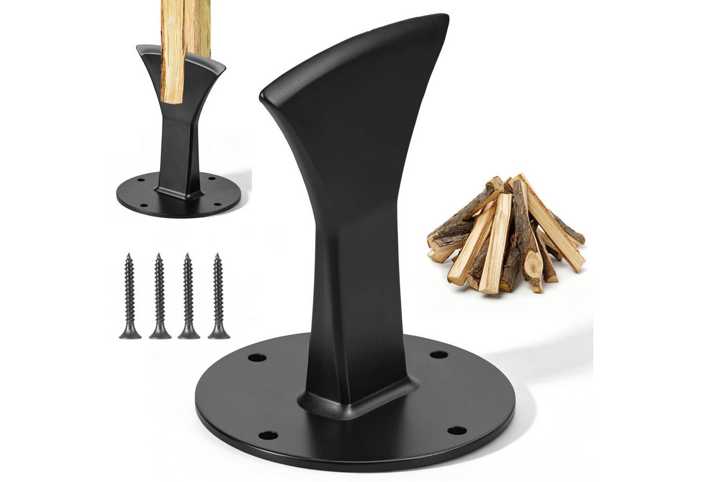 BlingBin Holzspalter Keil-Brennholzspalter, Manueller Holzspalter aus Stahl für Holzscheite, (1er Set, 1-St., Abmessungen: 145 × 110 × 100 mm), Robuster Brennholzspalter, Schnellspalter Manuell Für Kleine Kaminöfen Bild 2