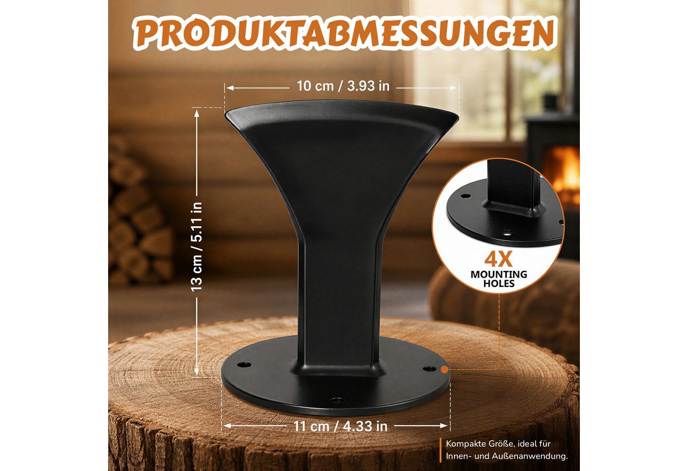 BlingBin Holzspalter Keil-Brennholzspalter, Manueller Holzspalter aus Stahl für Holzscheite, (1er Set, 1-St., Abmessungen: 145 × 110 × 100 mm), Robuster Brennholzspalter, Schnellspalter Manuell Für Kleine Kaminöfen Bild 4