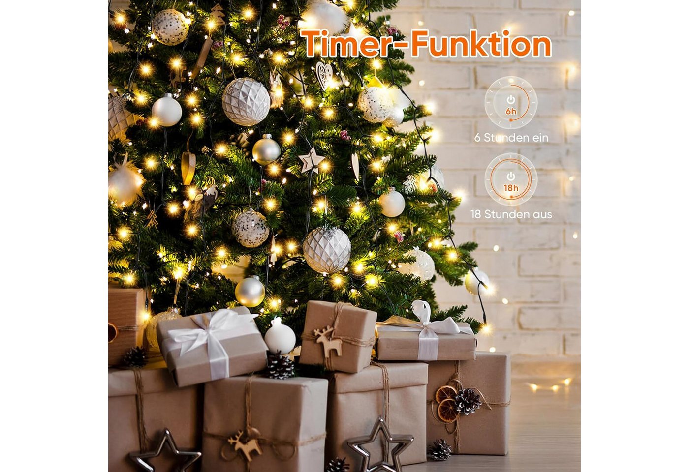 Salcar LED-Lichterkette LED Lichterkette Weihnachtsbaum mit Ring weihnachtsbaumbeleuchtung, Fernbedienung 2m mit 12 Girlanden 420 LED für 150cm - 240cm Tannenbaum