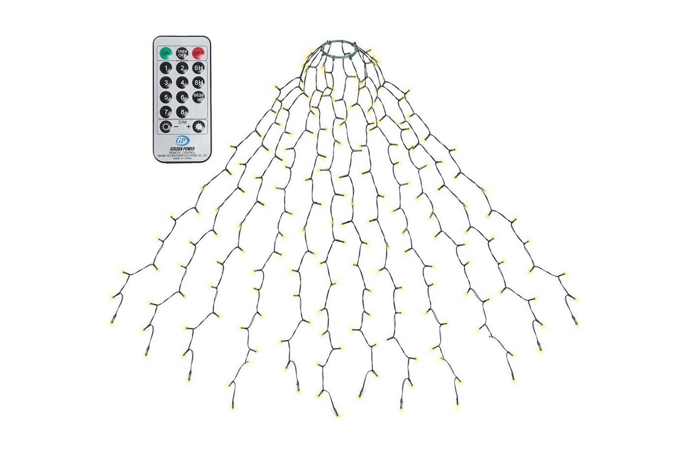 Salcar LED-Lichterkette LED Lichterkette Weihnachtsbaum mit Ring weihnachtsbaumbeleuchtung, Fernbedienung 2m mit 12 Girlanden 420 LED für 150cm - 240cm Tannenbaum Bild 2