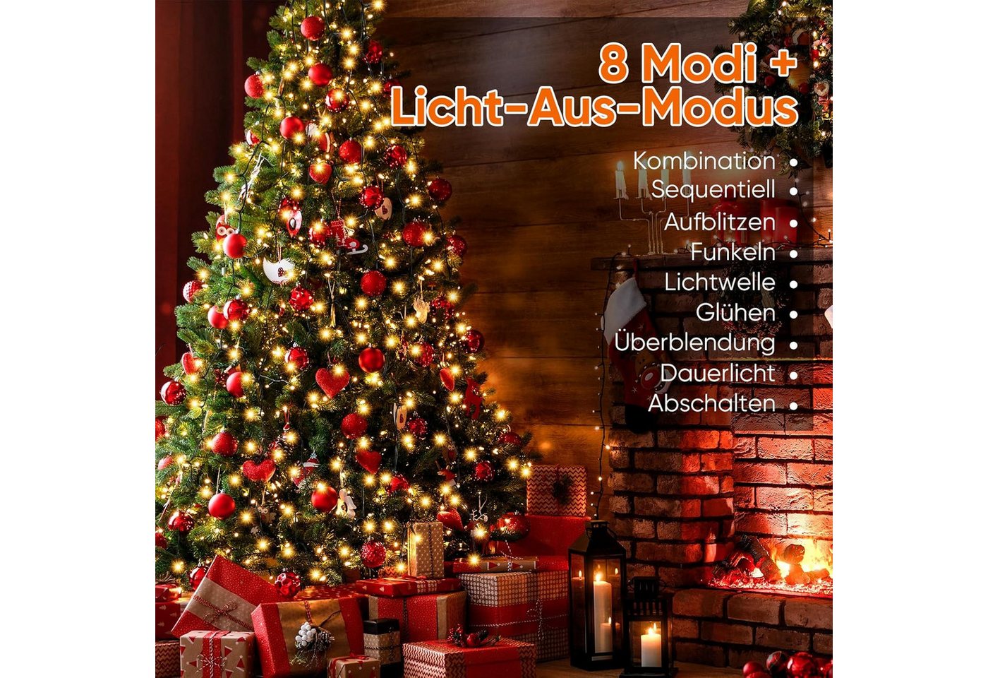 Salcar LED-Lichterkette LED Lichterkette Weihnachtsbaum mit Ring weihnachtsbaumbeleuchtung, Fernbedienung 2m mit 12 Girlanden 420 LED für 150cm - 240cm Tannenbaum Bild 4