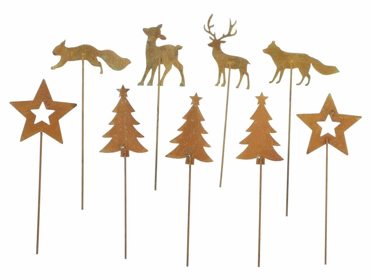 Home-trends24.de Gartenstecker Rost Stecker Weihnachten 9er Deko Winter Figur Metall Set (9-St) Bild 4