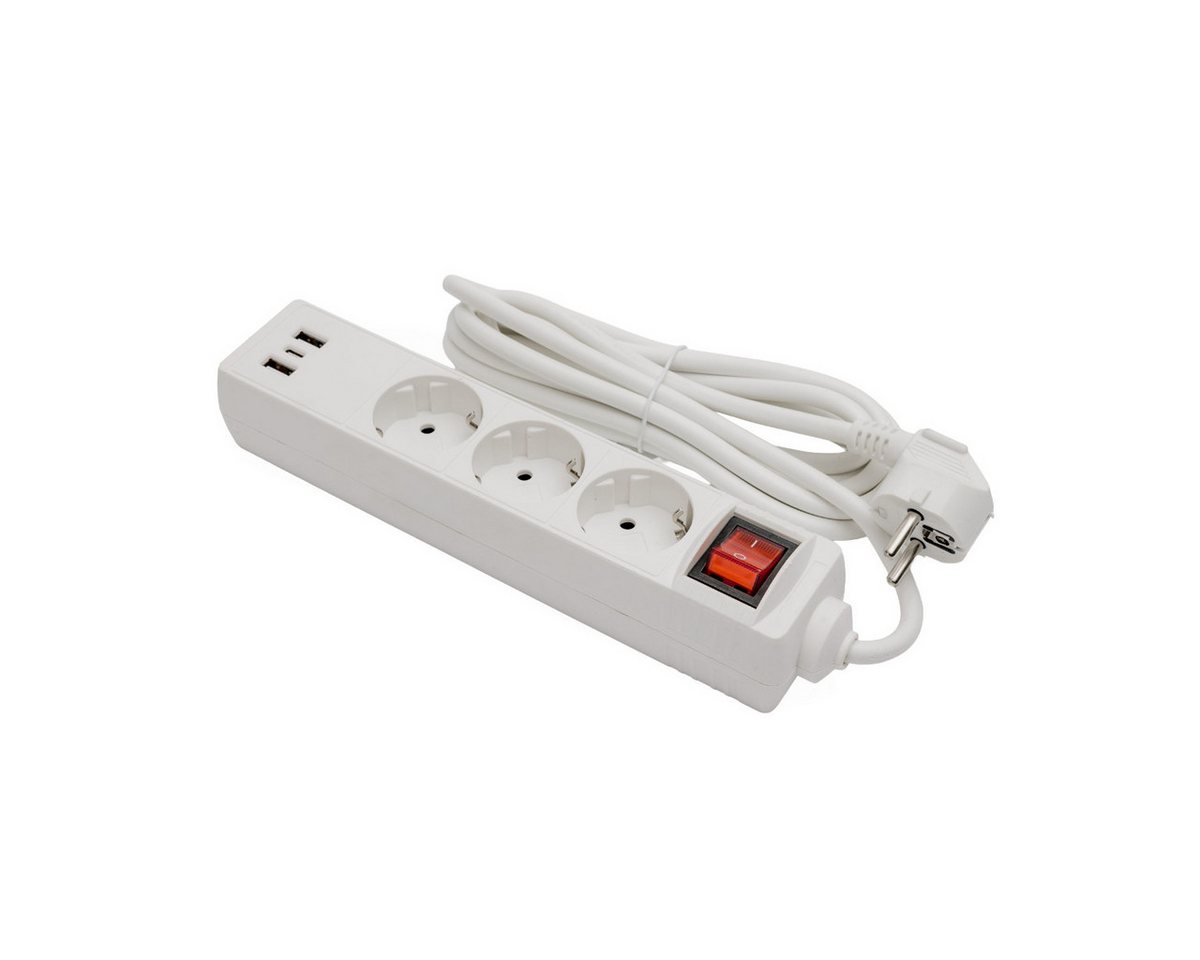 Fiesta Steckdosenleiste 3-fach (Ein Aus Schalter, USB Ladefunktion, Kindersicherung, Überspannungsschutz, Kabellänge 3 m), 3 Steckdosen mit USB A und USB C Ladefunktion