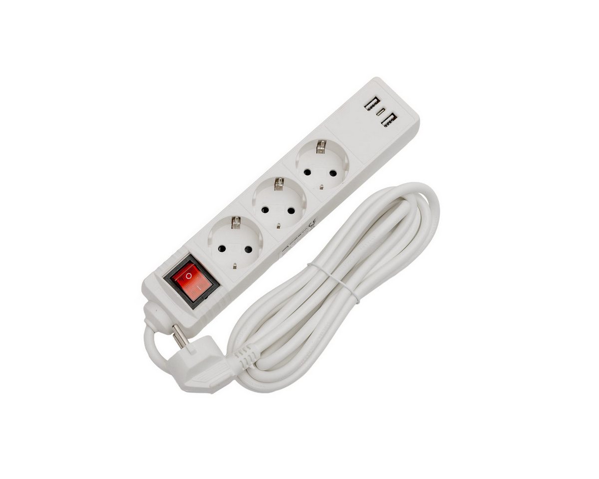 Fiesta Steckdosenleiste 3-fach (Ein Aus Schalter, USB Ladefunktion, Kindersicherung, Überspannungsschutz, Kabellänge 3 m), 3 Steckdosen mit USB A und USB C Ladefunktion Bild 4