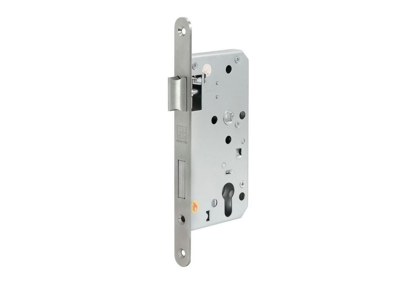 INTRA-TEC Einsteckschloss Zimmertürschloss für stumpf einschlagende Türen »Einsteckschloss, Zimmertürschloss«, Dornmaß 55 mm, 1-tlg., Entfernung 72mm, Stulp 24×235mm, DIN L/R, Edelstahl-Stulpe, PZ Bild 2