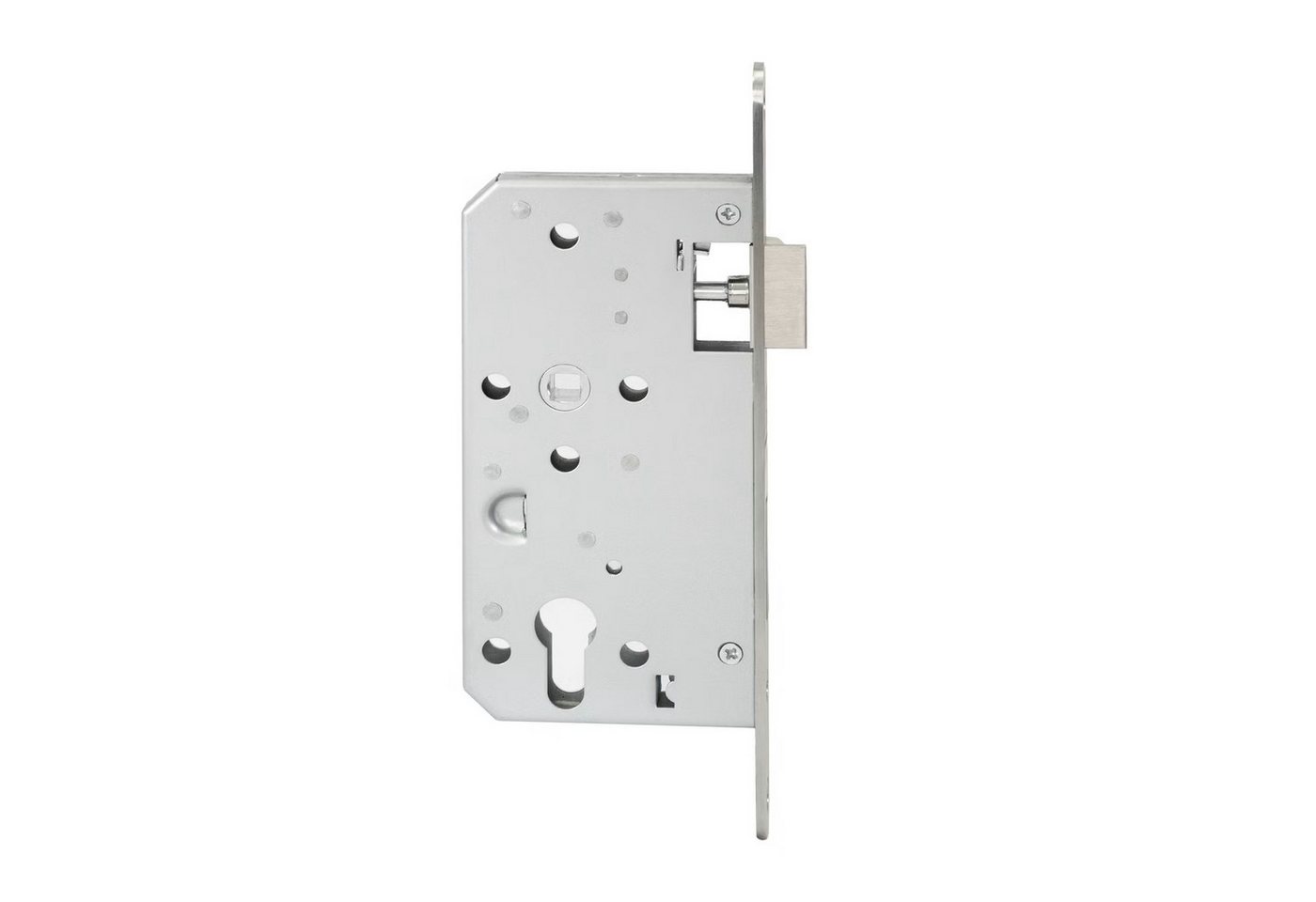 INTRA-TEC Einsteckschloss Zimmertürschloss für stumpf einschlagende Türen »Einsteckschloss, Zimmertürschloss«, Dornmaß 55 mm, 1-tlg., Entfernung 72mm, Stulp 24×235mm, DIN L/R, Edelstahl-Stulpe, PZ Bild 3