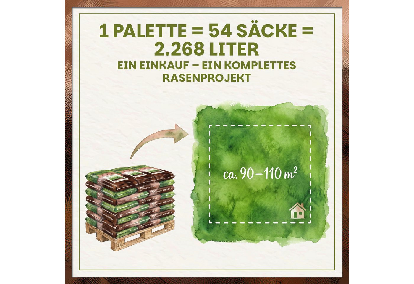 GREEN HOME LOVE NATURE Spezialerde Rasenerde 42 Liter Sack – Spezialerde zur Rasen Neuanlage & Nachsaat 54x42 L, rasen erde, rasenerde mit sand, turbogrün, substrat, rasensand