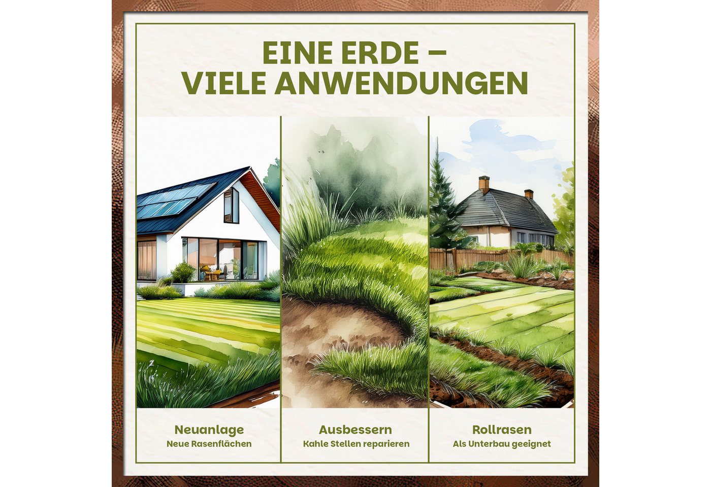 GREEN HOME LOVE NATURE Spezialerde Rasenerde 42 Liter Sack – Spezialerde zur Rasen Neuanlage & Nachsaat 54x42 L, rasen erde, rasenerde mit sand, turbogrün, substrat, rasensand Bild 3