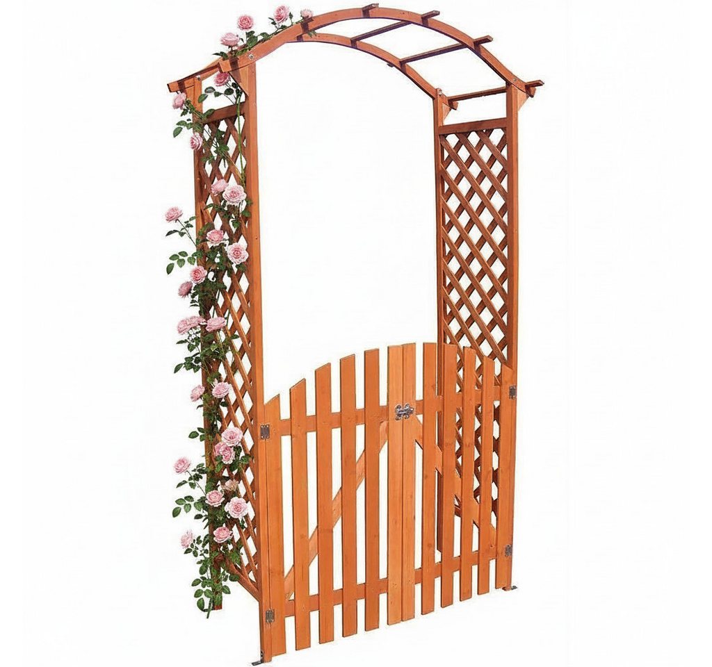 Feel2Home Rosenbogen Rankgitter mit Tür, Gartenbogen Spalier für Rosen & Kletterpflanzen, 1 Rosenbogen mit Tür als Rankhilfe für Kletterpflanzen, Rosenbogen mit Tür und Rankgitter für Kletterpflanzen im Garten