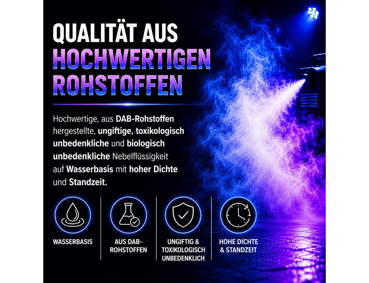 HERRLAN Discolicht EXTREM PARTY Nebelfluid universelle wasserbasierte Nebelflüssigkeit, 5 Liter, mit extrem hoher Dichte und hoher Standzeit. Bild 3