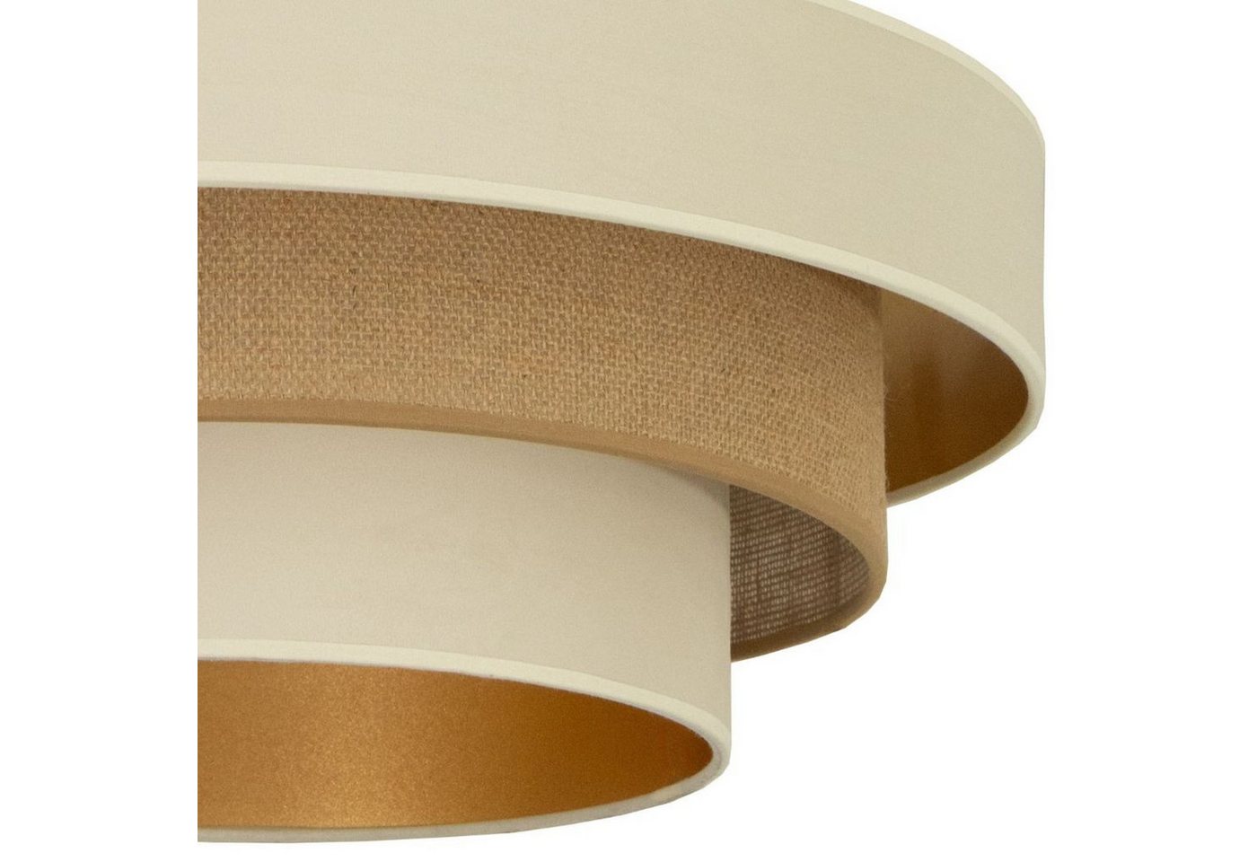 Licht-Erlebnisse Deckenleuchte FAKO, ohne Leuchtmittel, Stoff E27 B: 50 cm in Ecru Beige Gold 3-flammig rund Modern Bild 2